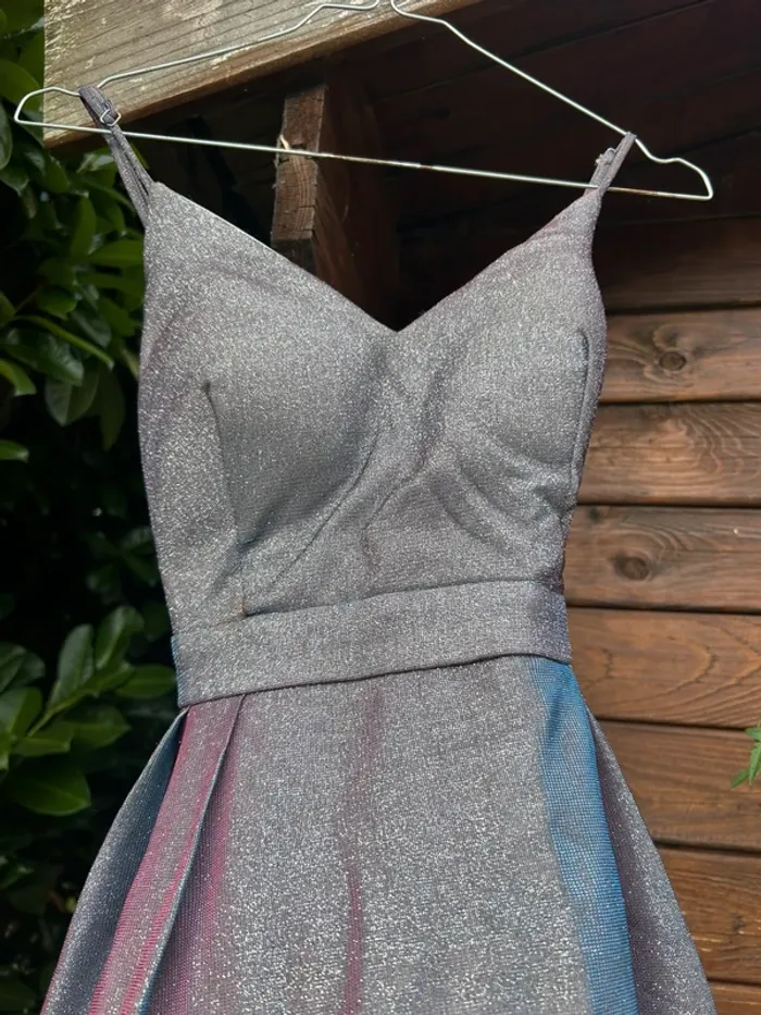 Robe de cérémonie pailleté grise violet XS 34 - photo numéro 3