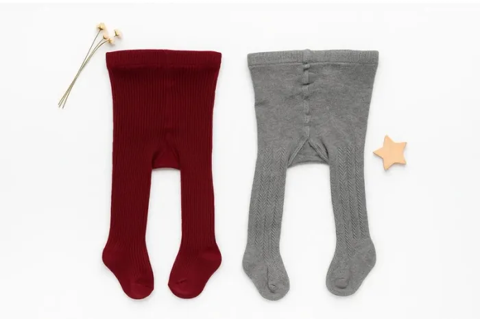 Lot 2 collants Fille bébé 9 mois gris et bordeaux