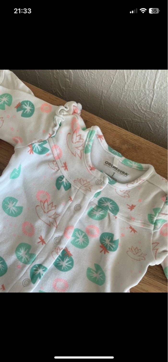 Lot de 2 pyjama en coton blanc orchestra bb 1 mois - photo numéro 7