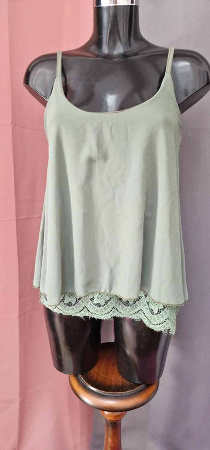 Debardeur voilage vert kaki