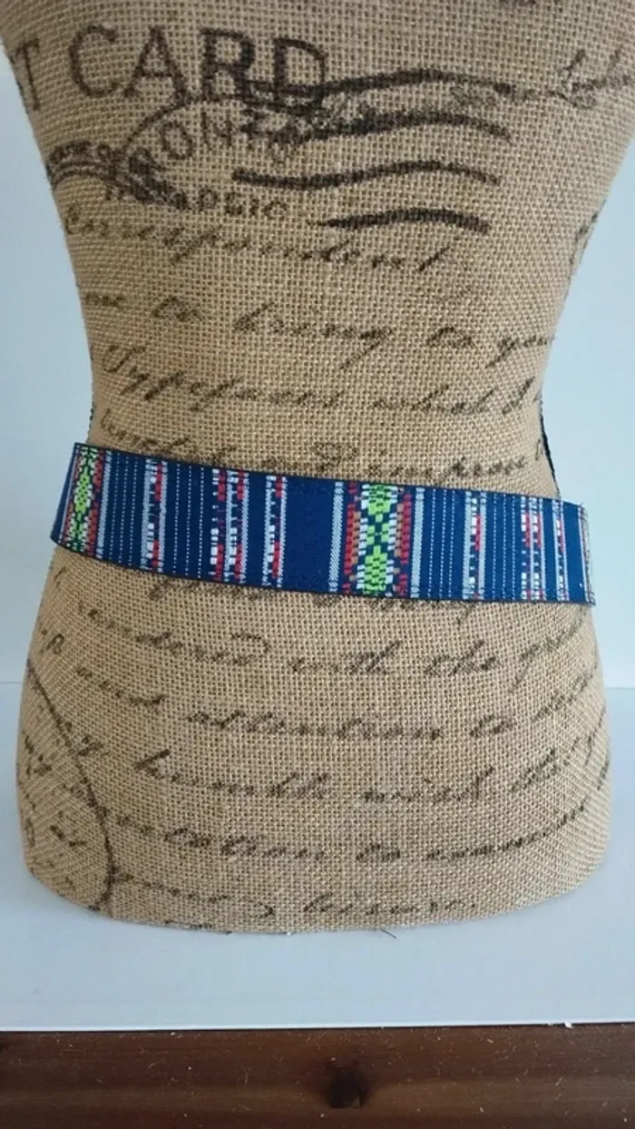 Ceinture bleu marine rayes colorés 85 cm - photo numéro 8