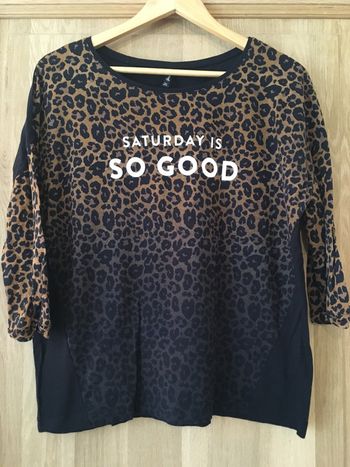 Tee-shirt manches 3/4 femme Stradivarius noir marron camel