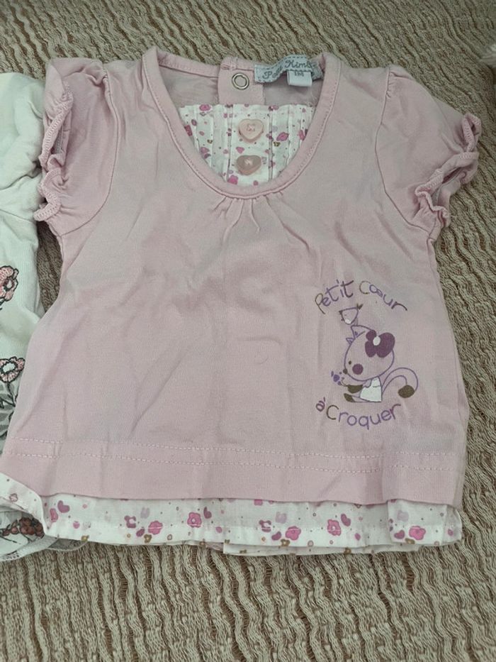 Lot 2 Tee shirts 1 mois fille - photo numéro 3