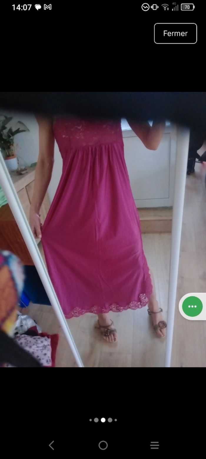 Nuisette longue 42 44 dentelée violet fushia c86 - photo numéro 4