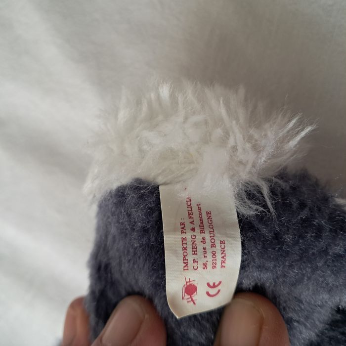 Doudou peluche lapin bleu gris Francoise Saget Hauteur 11 cm vintage 90's - photo numéro 7
