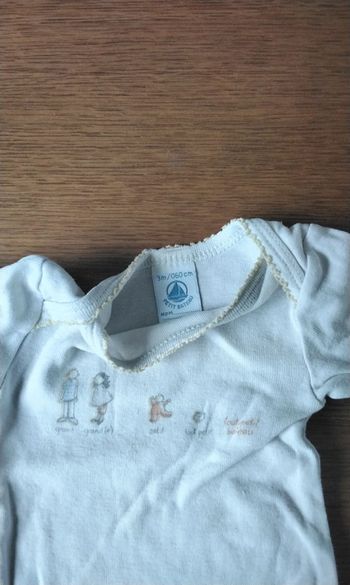 Body manches longues  , blanc, motif famille,  Petit Bateau,  3M 60cm