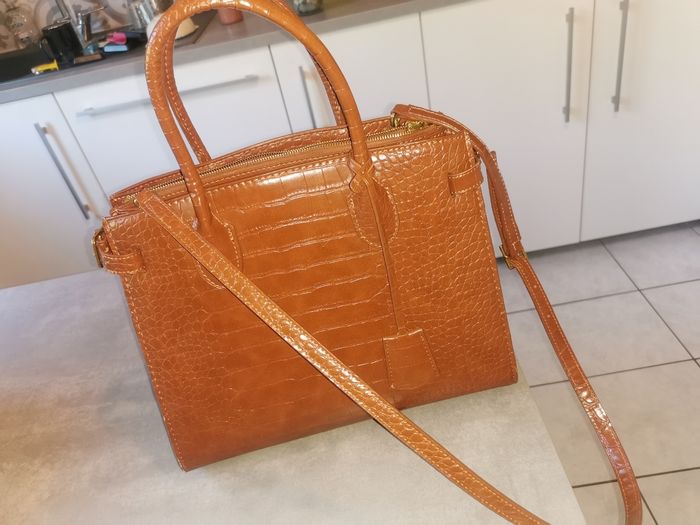 Sac Zara marron imitation croco