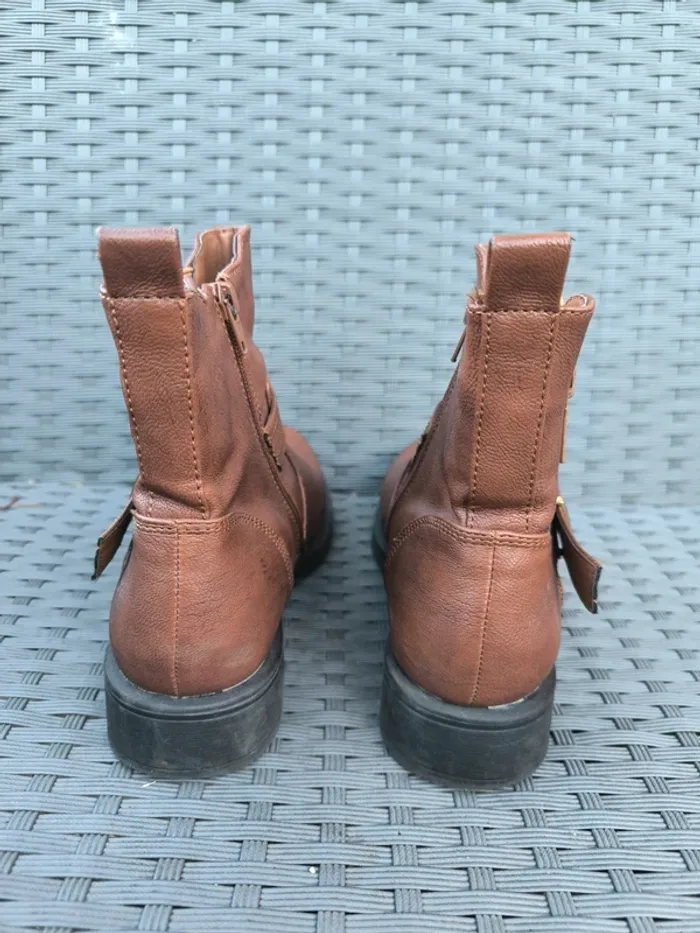 Bottines effet cuir marron femme Taille 38 - photo numéro 5