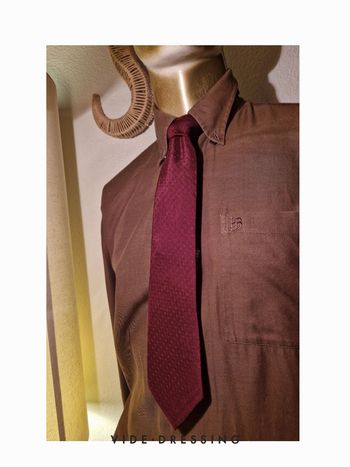 Cravate vin satiné a motif Pierre cardin