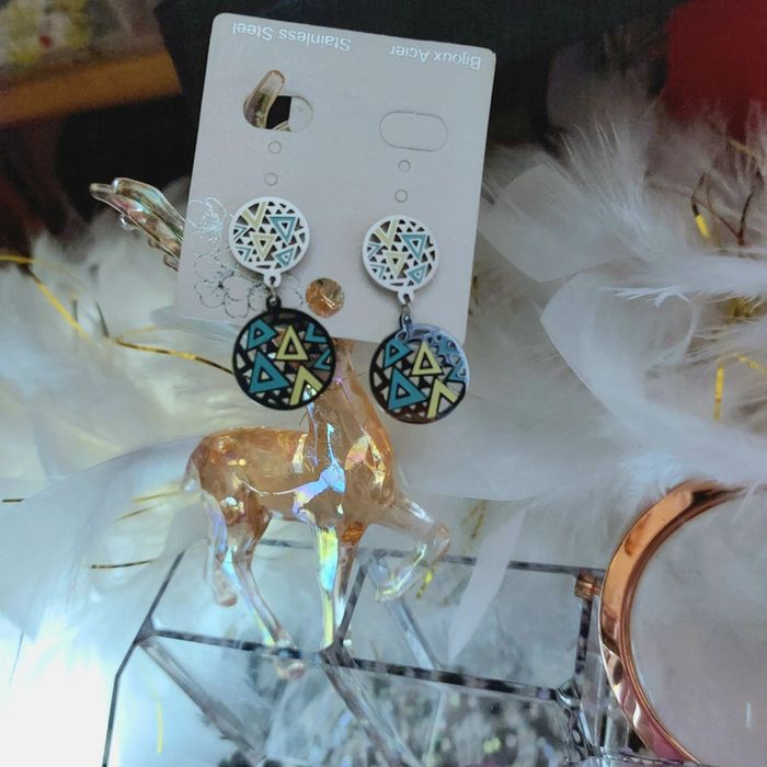 Magnifiques boucles d'oreilles neuves acier - photo numéro 2