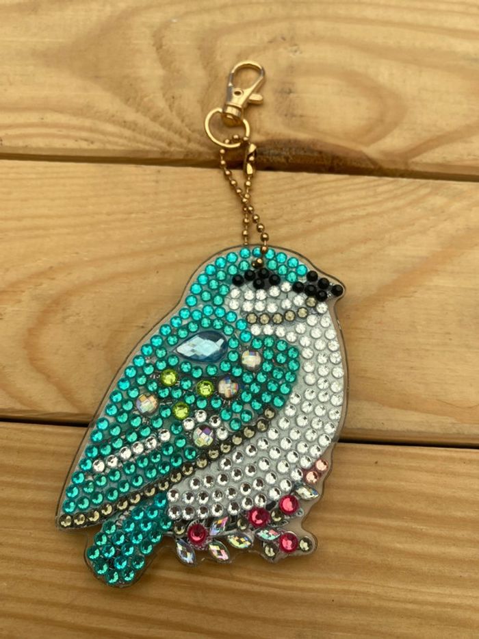 Porte clé recto/verso oiseau 🐦 en Diamond painting