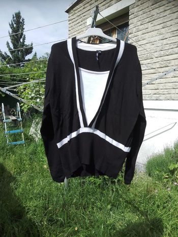 Pull blanc et noir femme