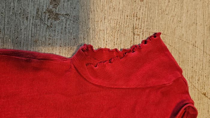 T shirt bordeau cotellé, à manches très courtes, Subdued, taille S - photo numéro 4