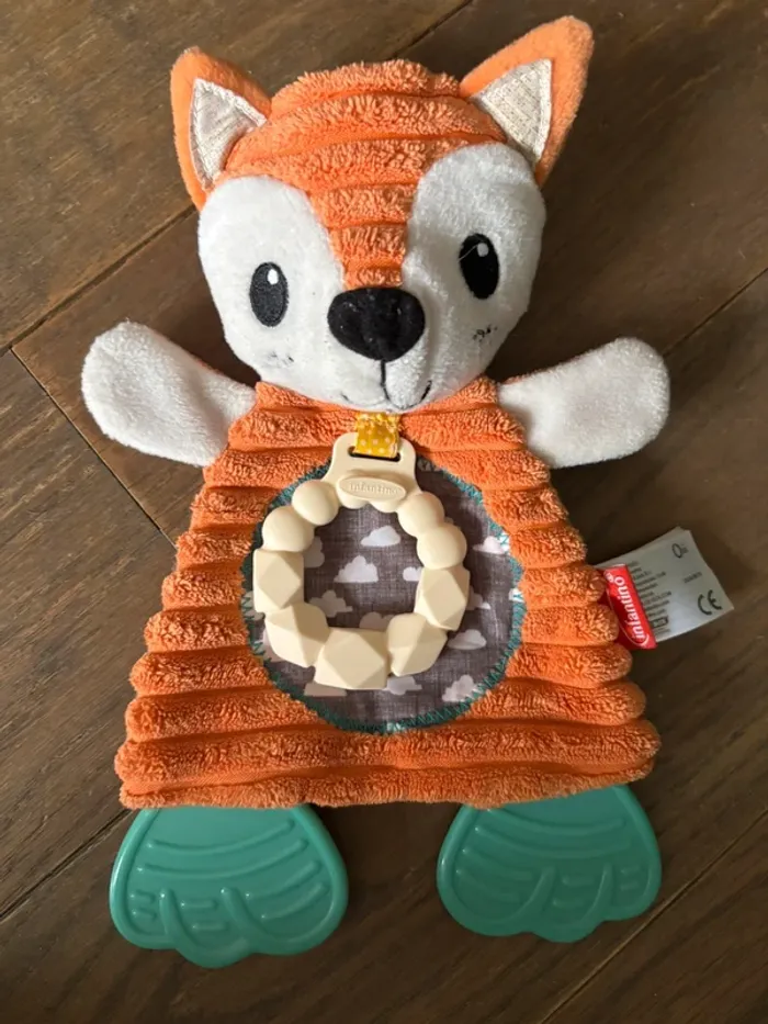 Peluche anneau dentition infantino en tbe renard