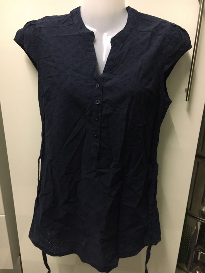Chemisier manches courtes broderie anglaise bleu marine 36 esmara - photo numéro 2
