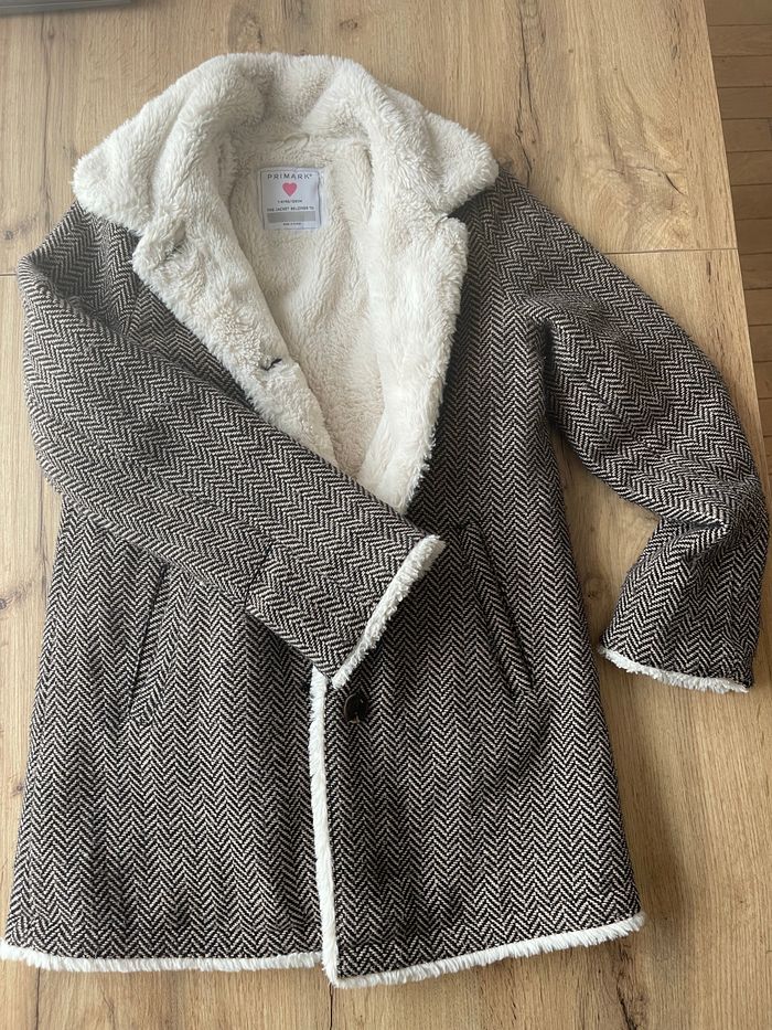 Manteau en laine à chevrons marron - photo numéro 3