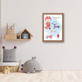 affiche naissance personnalisé pompier