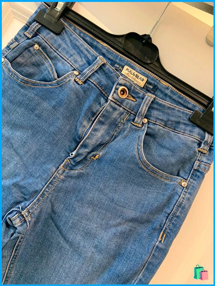 🔝 Jean skinny slim Pull & Bear bleu clair taille XS 34 en coton polyester et elasthane - photo numéro 3