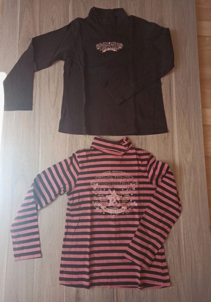 2 cols roulé marron rose pois rayures sergent major 10 ans