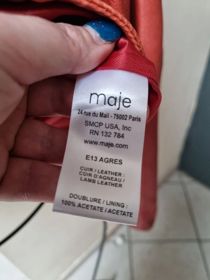 Veste en cuir couleur orange rouille - photo numéro 6