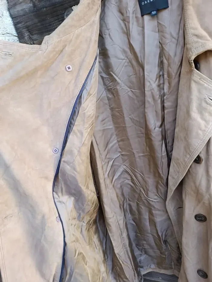 Manteau long homme en velours de chèvre avec doublure marron Oakwood M - photo numéro 7