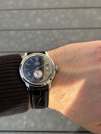 Montre Orient Bambino V7 petite seconde 38mm cadran noir full set