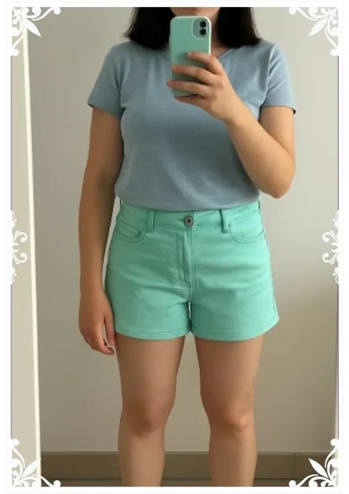 Short en jean vert enfant fille taille 10 ans - photo numéro 2