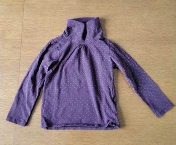 Sous pull,  mauve  à  point rouge  ,Lisa  Rose  ,4 ans  ,104  cm 