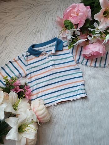 Polo rayé manches longues 6mois mots d'enfant