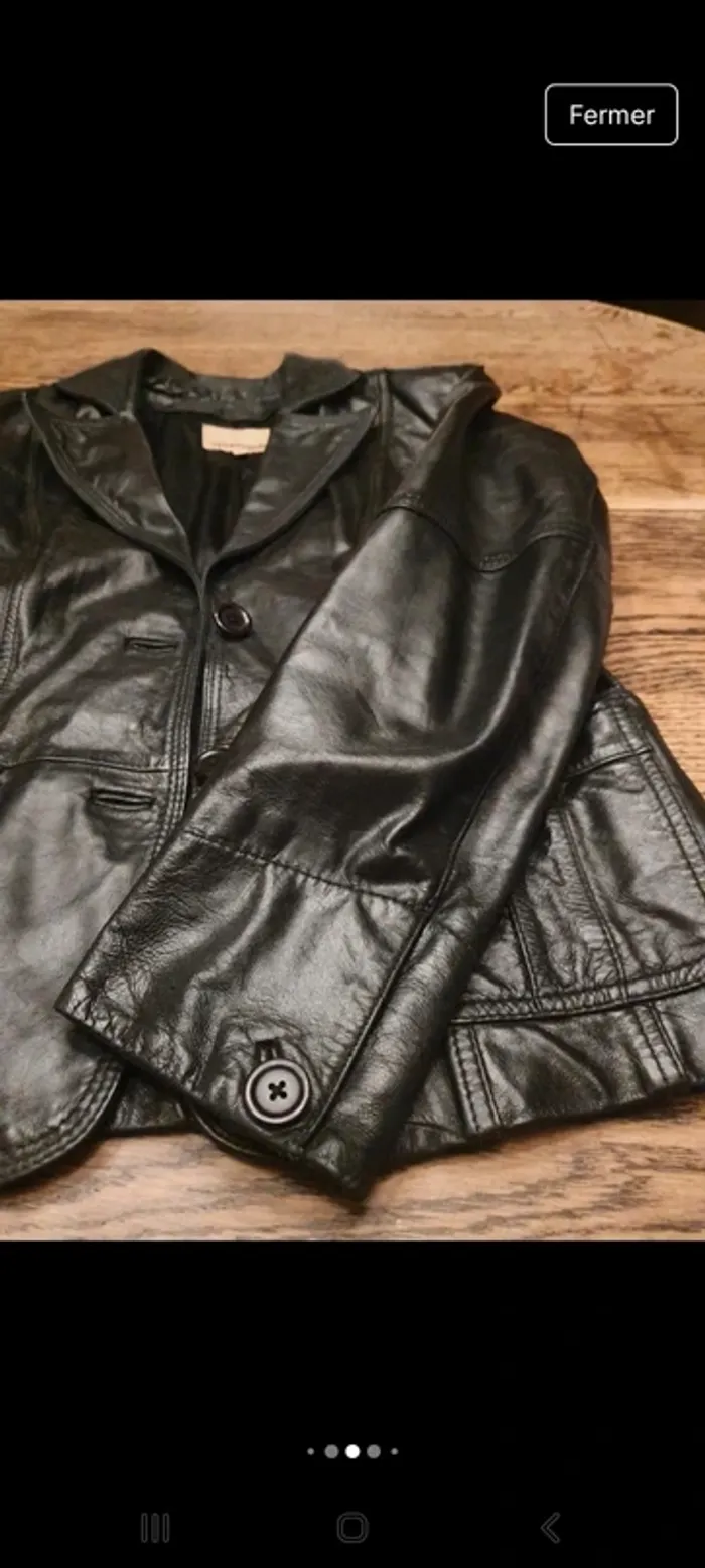 Blazer noir en cuir vintage Splendido taille 40 - photo numéro 13