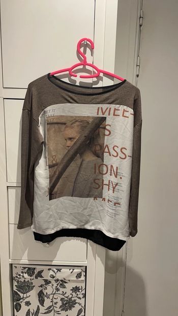 T shirt manches longues noir et marron