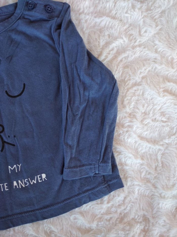 Tee shirt chemise manches longues Garçon 6 mois "No is my favorite answer" Kiabi - photo numéro 5