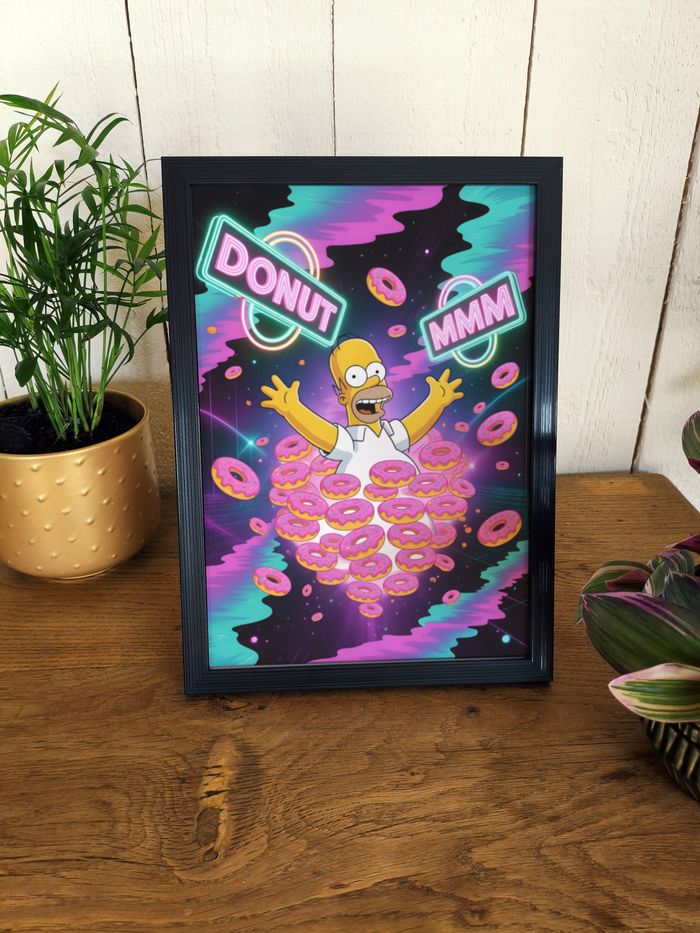 Affiche A4 donuts fluo – déco fun chambre enfant / ado