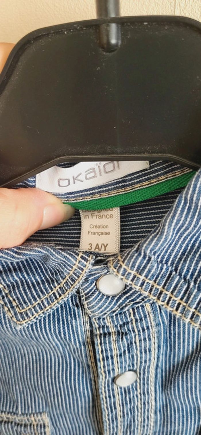 Chemise manches longues bleue okaidi 3 ans - photo numéro 3