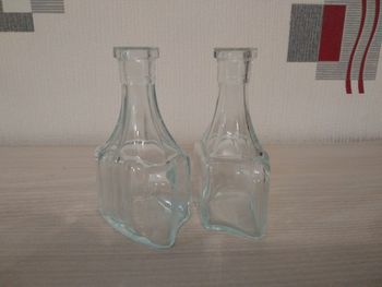 2 petites bouteilles en verre transparent Vintage 