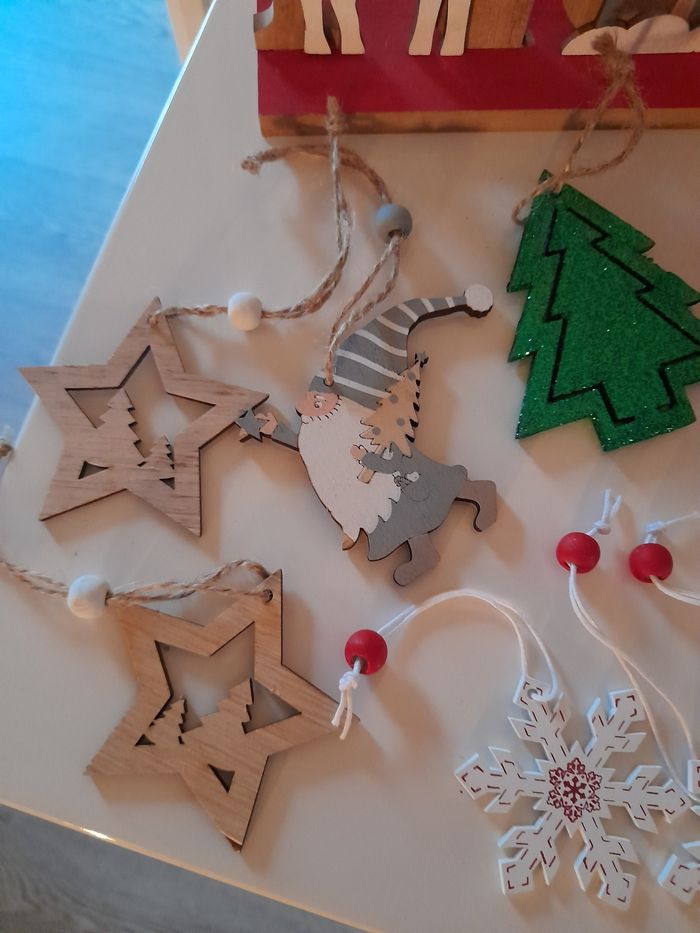 Lot de 23 pièces en bois décoration sapin de Noël - photo numéro 2