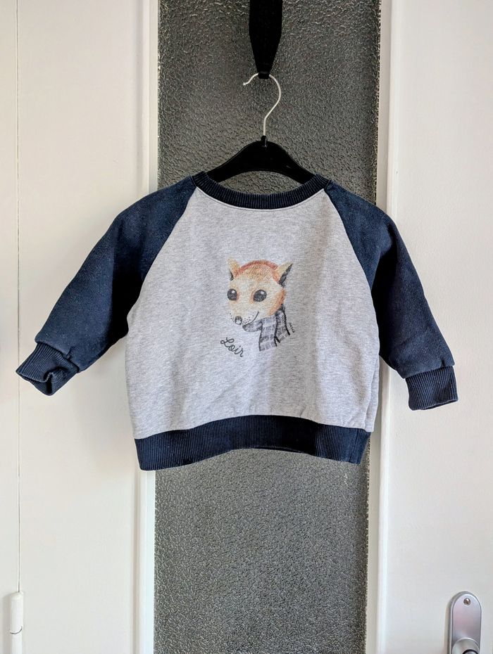 Sweat pull loir paris 36 mois gris et bleu