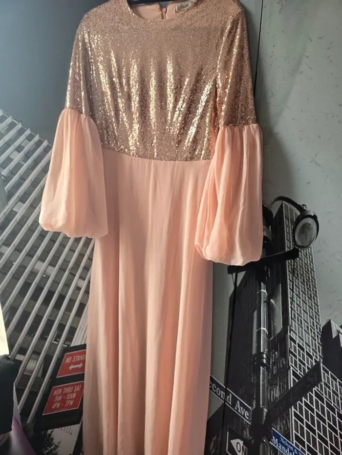 e longue saumon rosé Tavin tzille 42 – chic & élégante pour mariage/soirée" - photo numéro 3