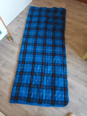 sac de couchage Duvet la hutte 175cm vintage bleu à carreaux