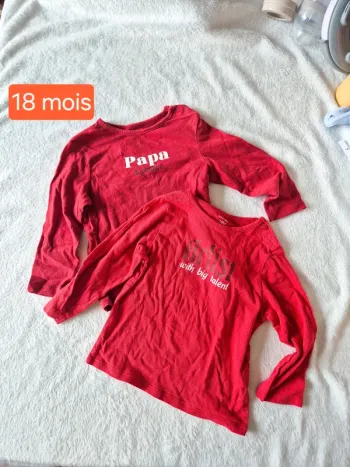 Lot 2 t shirts manches longues 18 mois kiabi