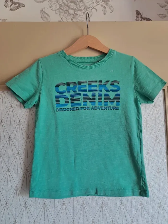 T-shirt garçon 6 ans creeks bleu vert 1 mini tâche de colle