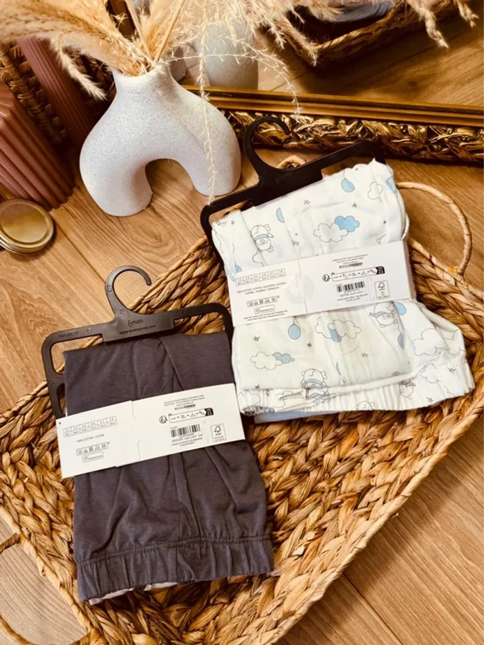 Taille 8 ans lot de 2 pyjamas 2 pièces coton fin et flanelle fille Tex gris bleu Neufs 🌷 - photo numéro 7