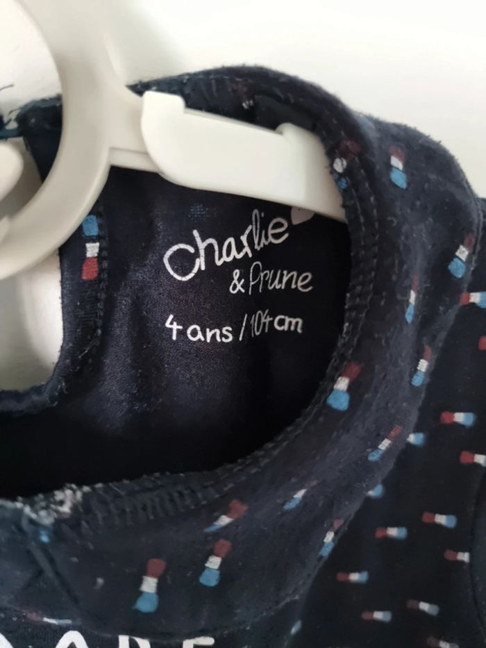 T shirt col claudine Charlie et prune taille 4ans - photo numéro 4