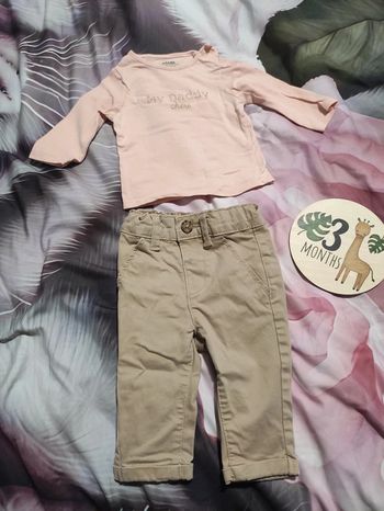 Ensemble haut mon papa chéri et pantalon 3 mois