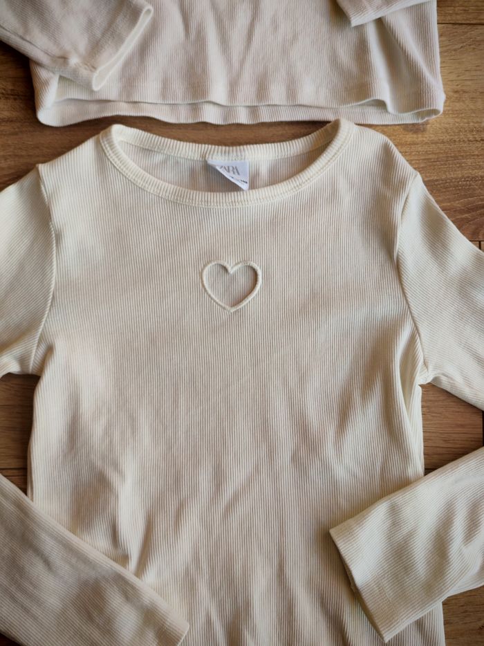 Lot de manches longues zara blanc 11 ans - photo numéro 2