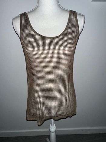 Débardeur filet maille transparent kaki marron Y2K T38 M