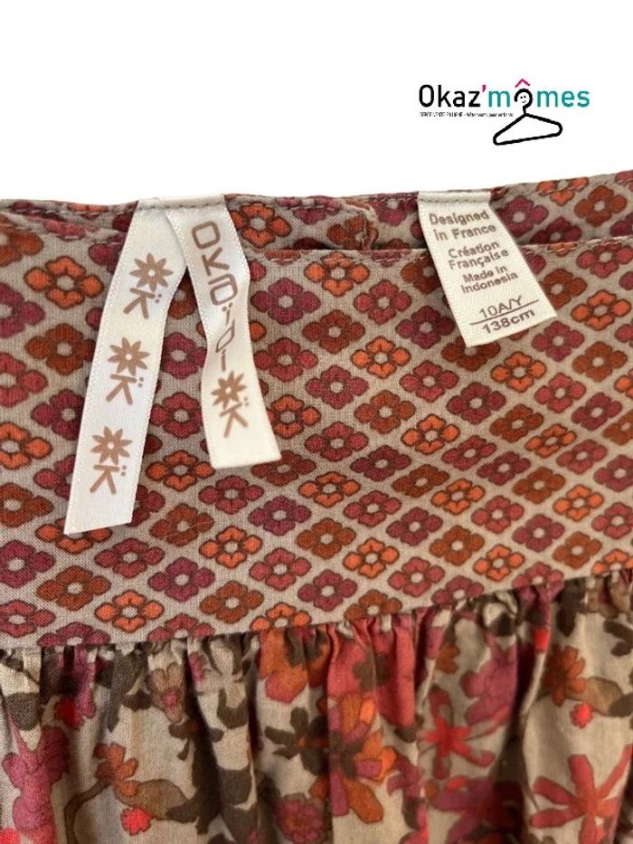 Blouse marron fleurie à manches longues - Okaïdi 10 ans (138cm) - photo numéro 2