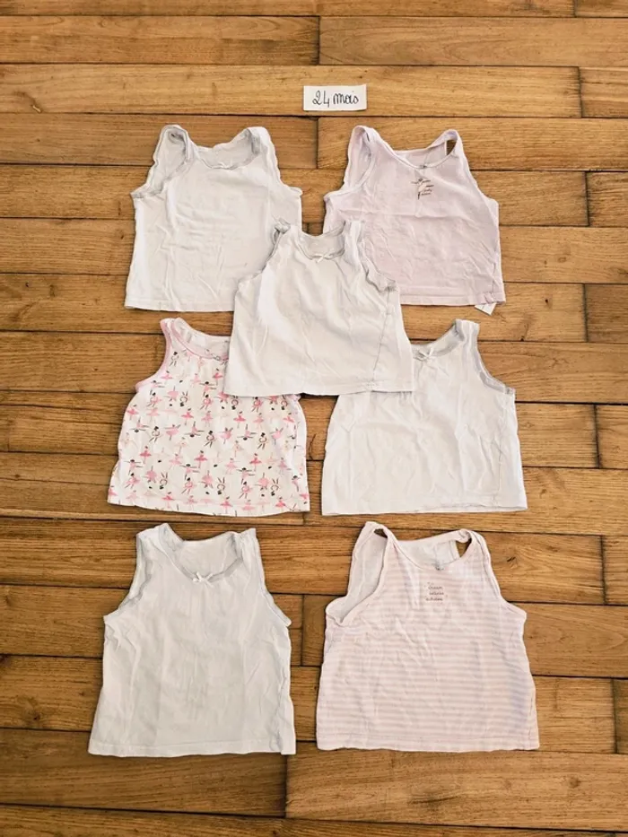 Lot de 7 débardeurs maillots de corps bébé petite fille 24 mois 2 ans