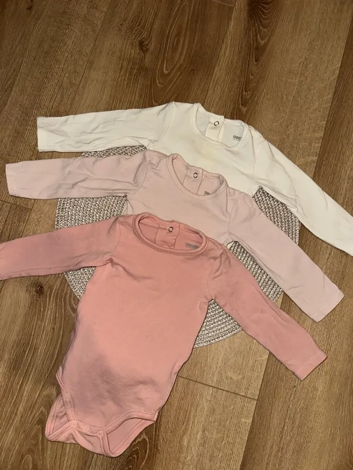 Lot de 3 bodys manche longue - 6 mois