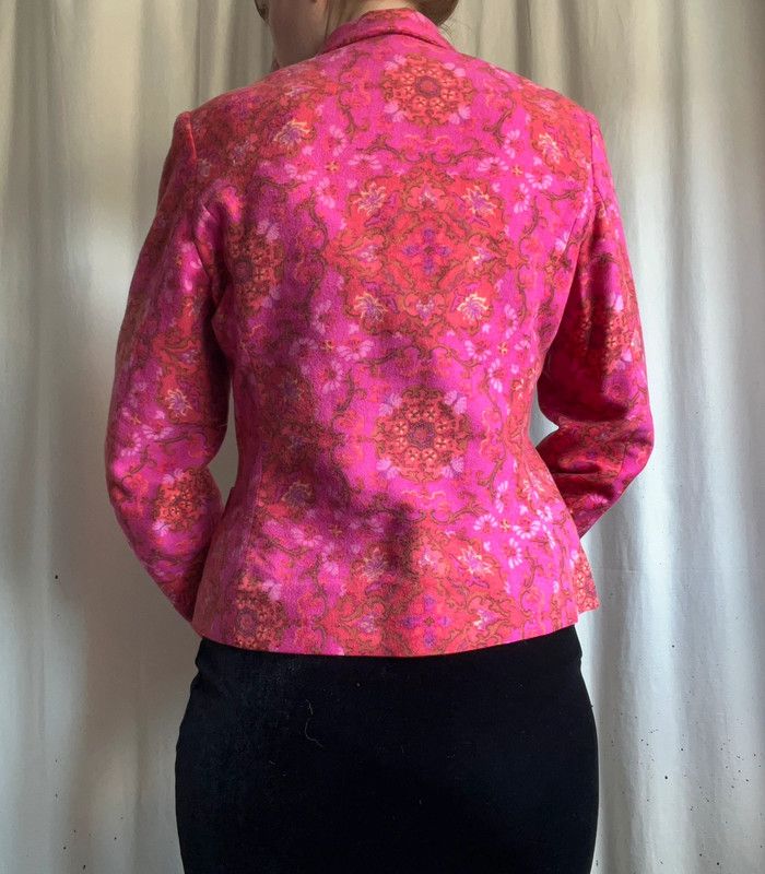 Blazer rose motifs psychédélique Kenzo vintage made in France 70s - Taille M - photo numéro 3